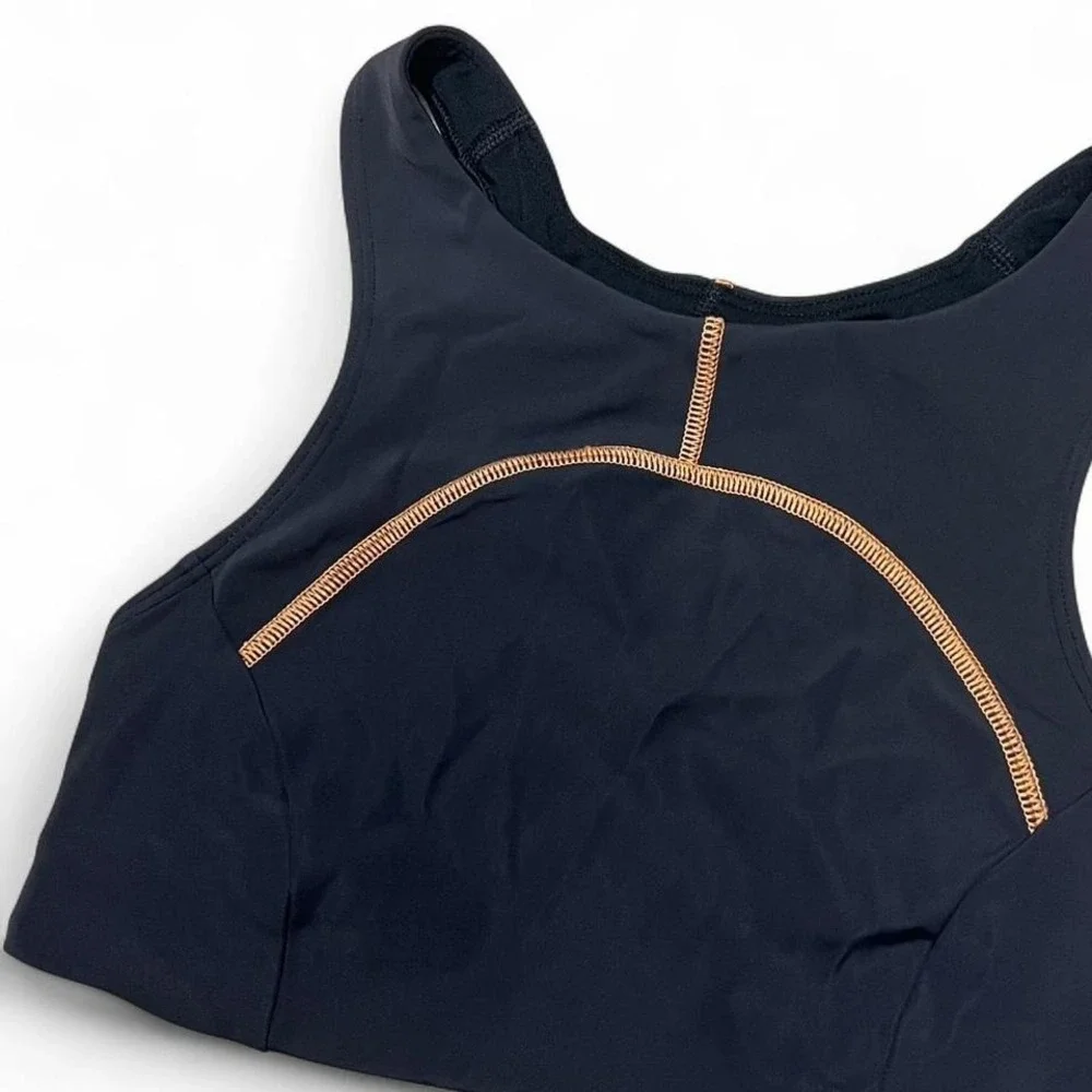 Lululemon Black Sports Bra Size 4 Tough‎ Train High Neck Orange Activewear